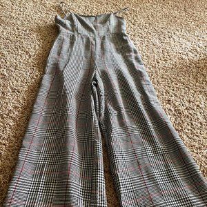 Red and Black Plaid Jumpsuit